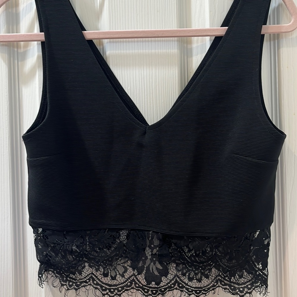 Black crop top with lace detailing